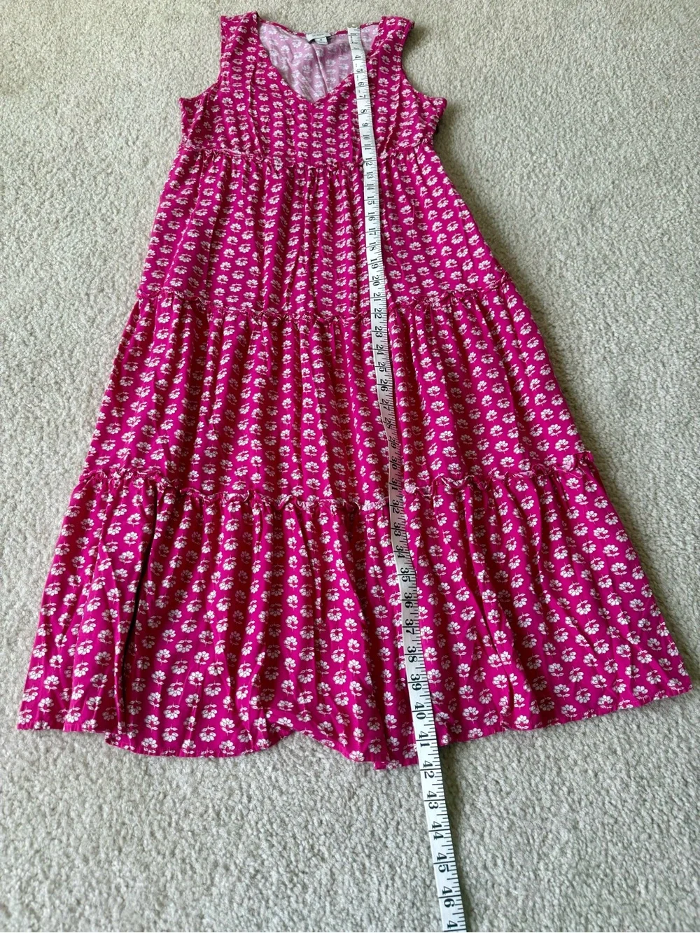 J. CREW Sleeveless Pink Floral Tiered Summer Midi Dress—SZ. 4